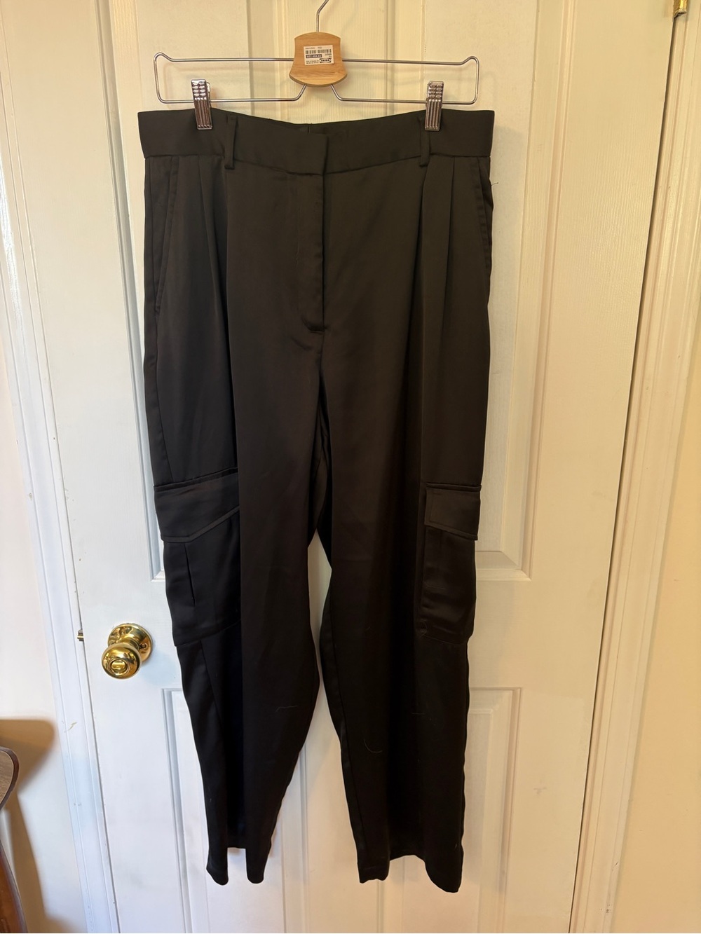Women’s Black Cargo Satin Pants
